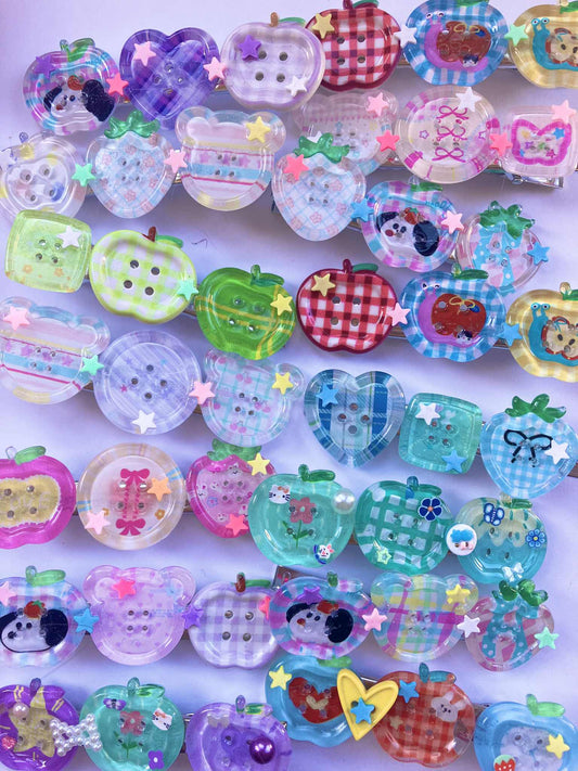 Button Hair Clips (10 Designs)