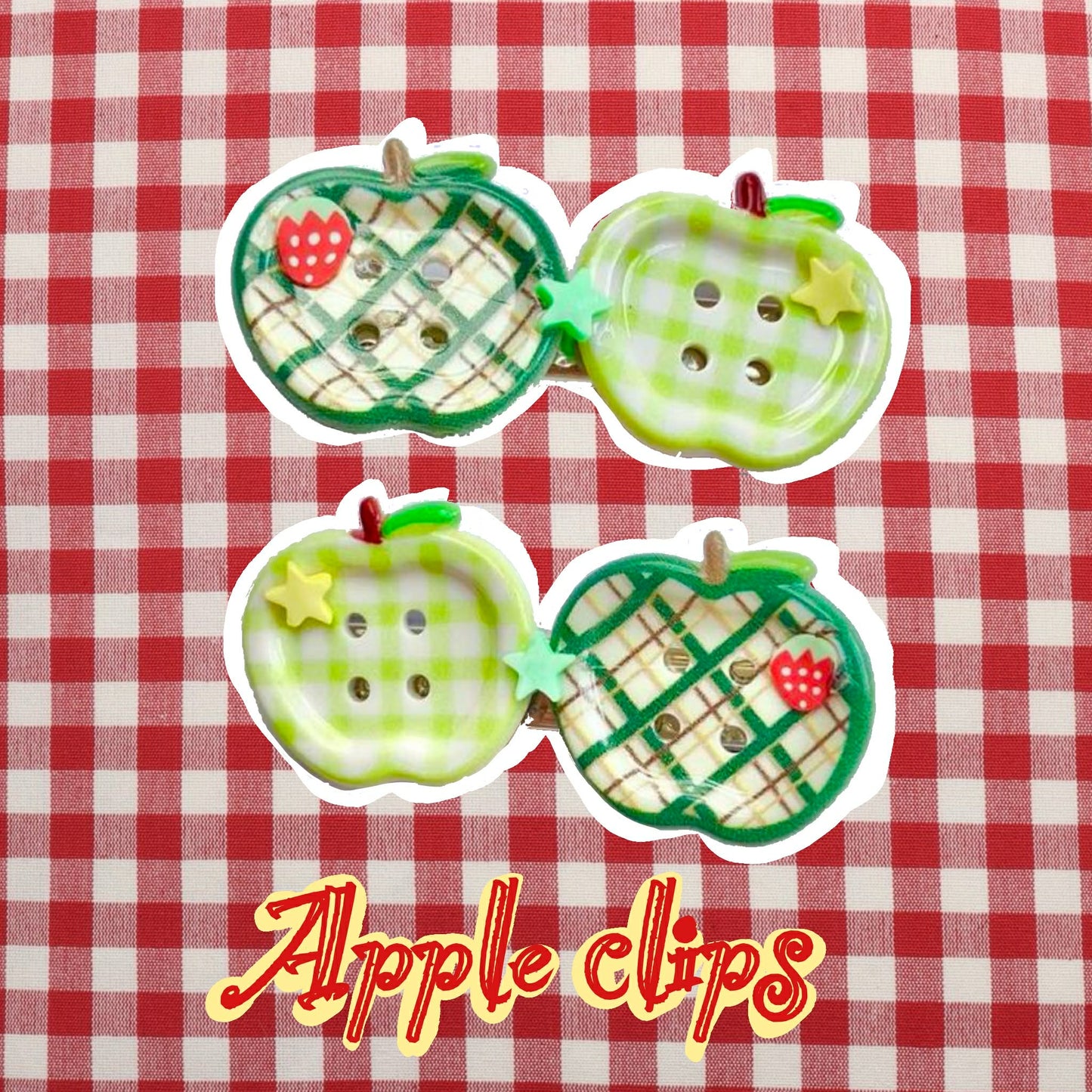 2 X Mini Apple clips ( 6 designs)