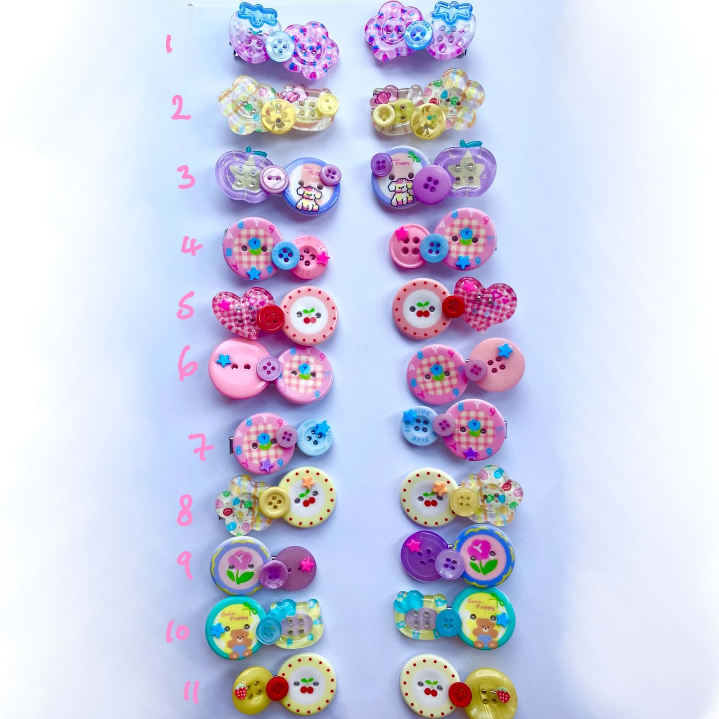 2 X button clips set