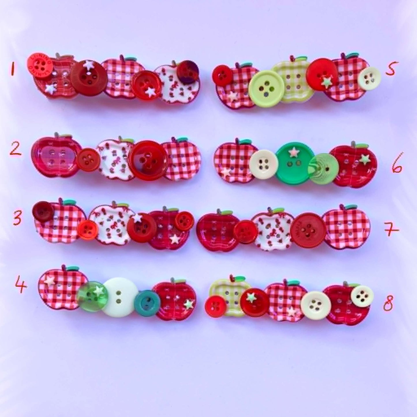 Large Apple Button clips (8 designs)
