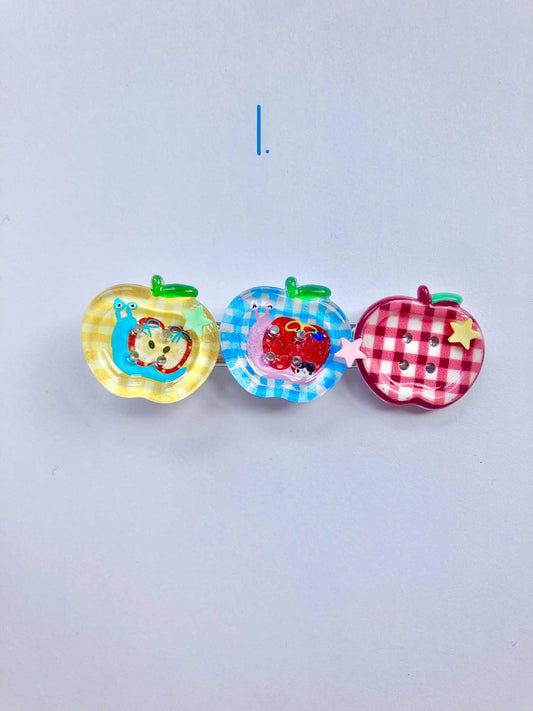 Apple Button hair clips (2 designs)