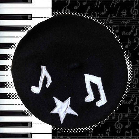 Musical Note beret Black