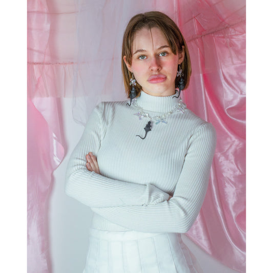 Rat Bow Earrings + Necklace black