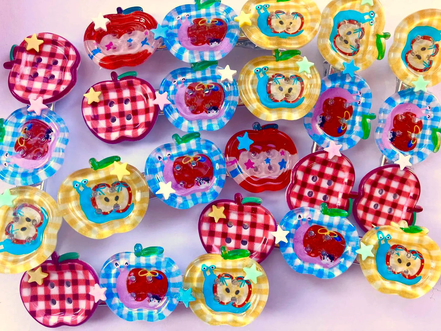 Apple Button hair clips (2 designs)