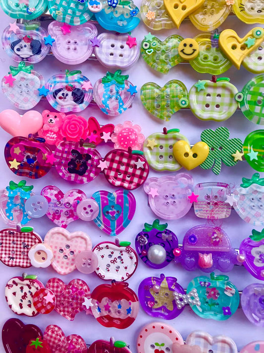 Button Hair Clips (20 designs! )