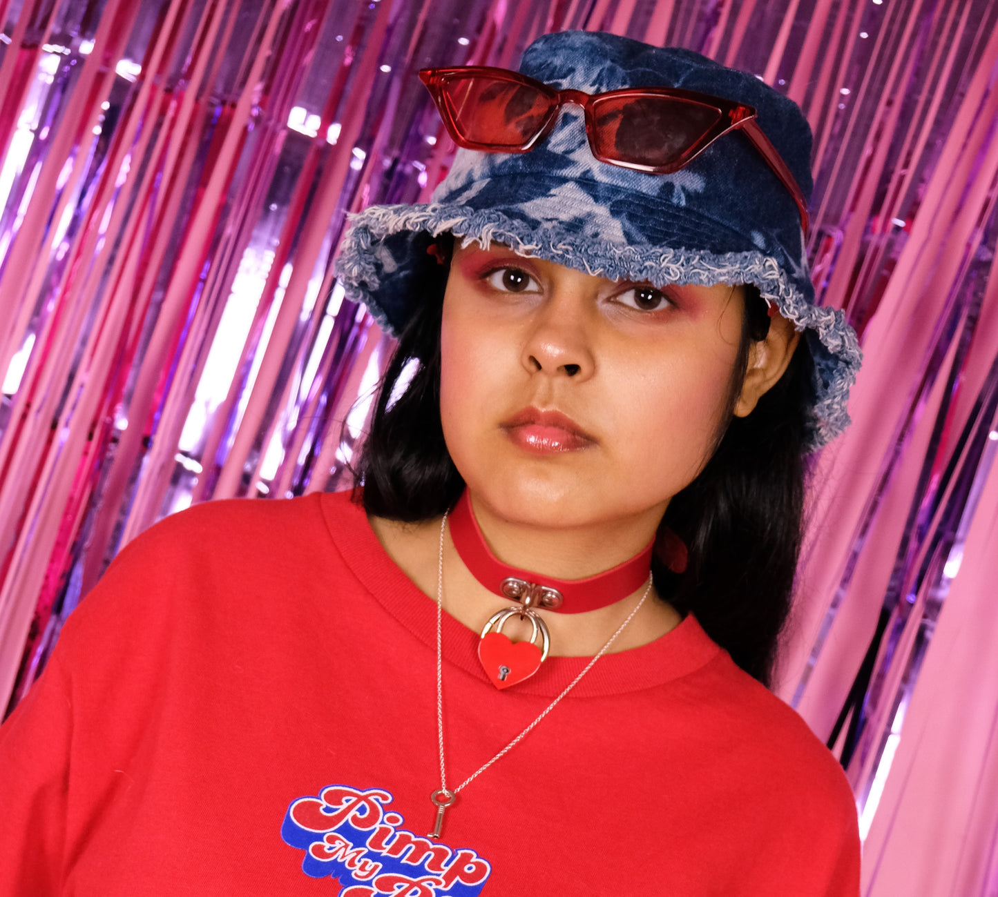 Love Lock Chokers+key  necklace ( Red, Blue, Pink)