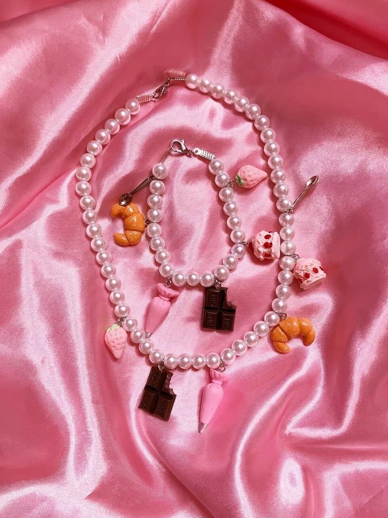 Pretty Patisserie charm necklace and bracelet