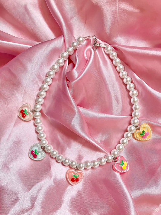 Cherry rainbow pearl necklace