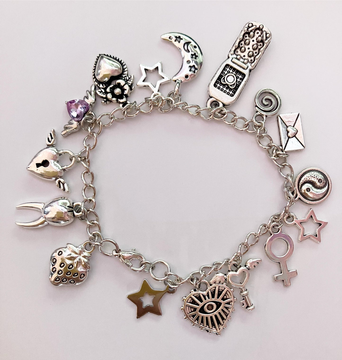 Y2K silver charm bracelet