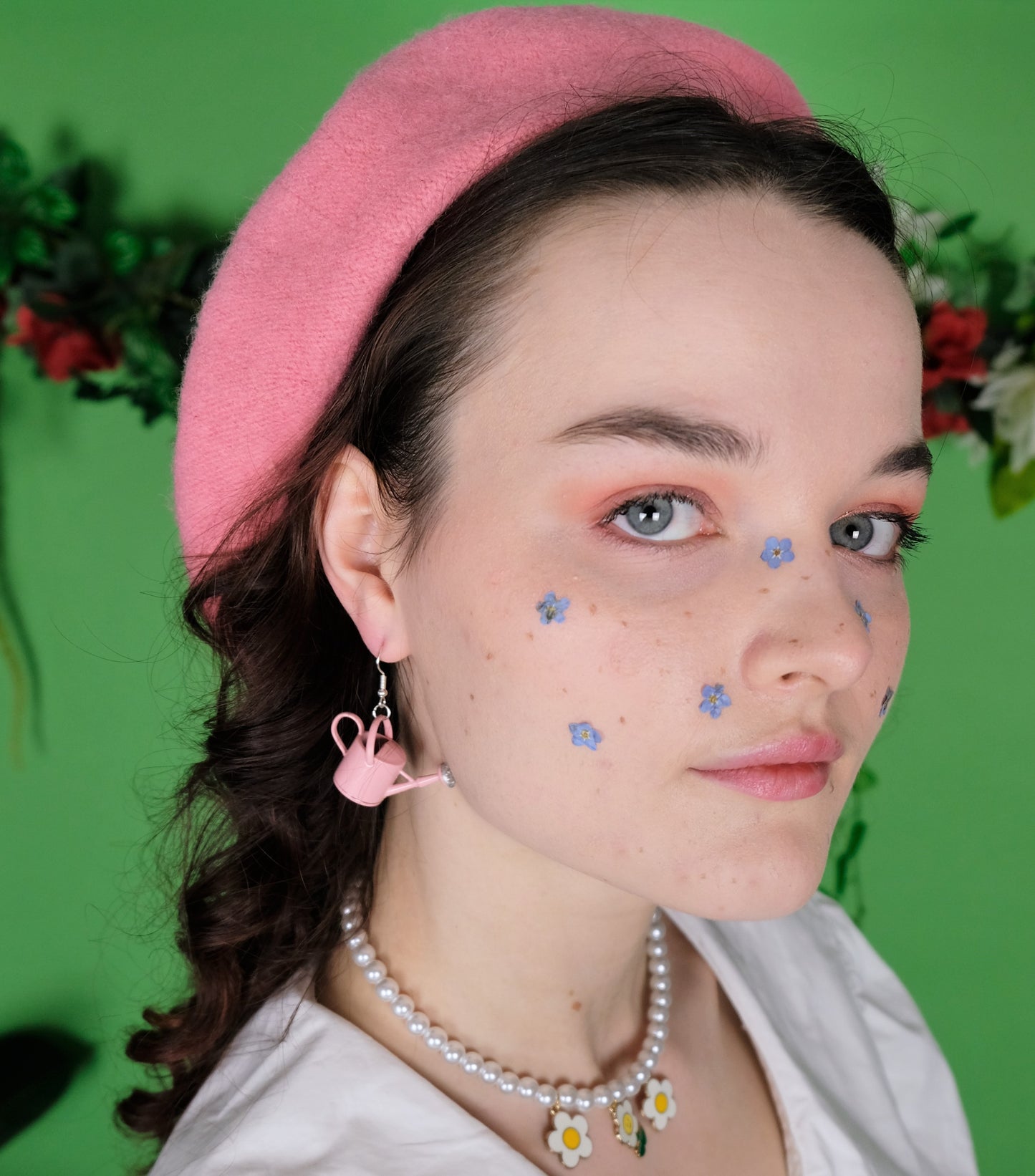 Pink watering can earrings