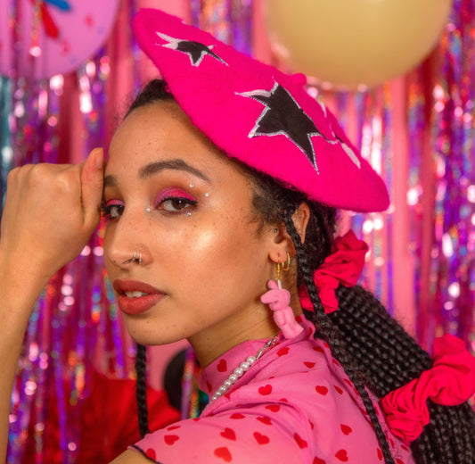 Zero Waste Beret Pink Cow print