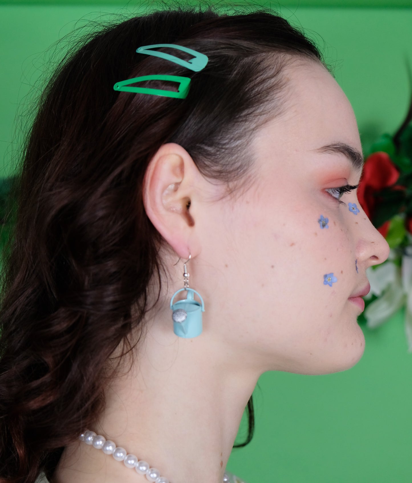 Blue watering can earrings