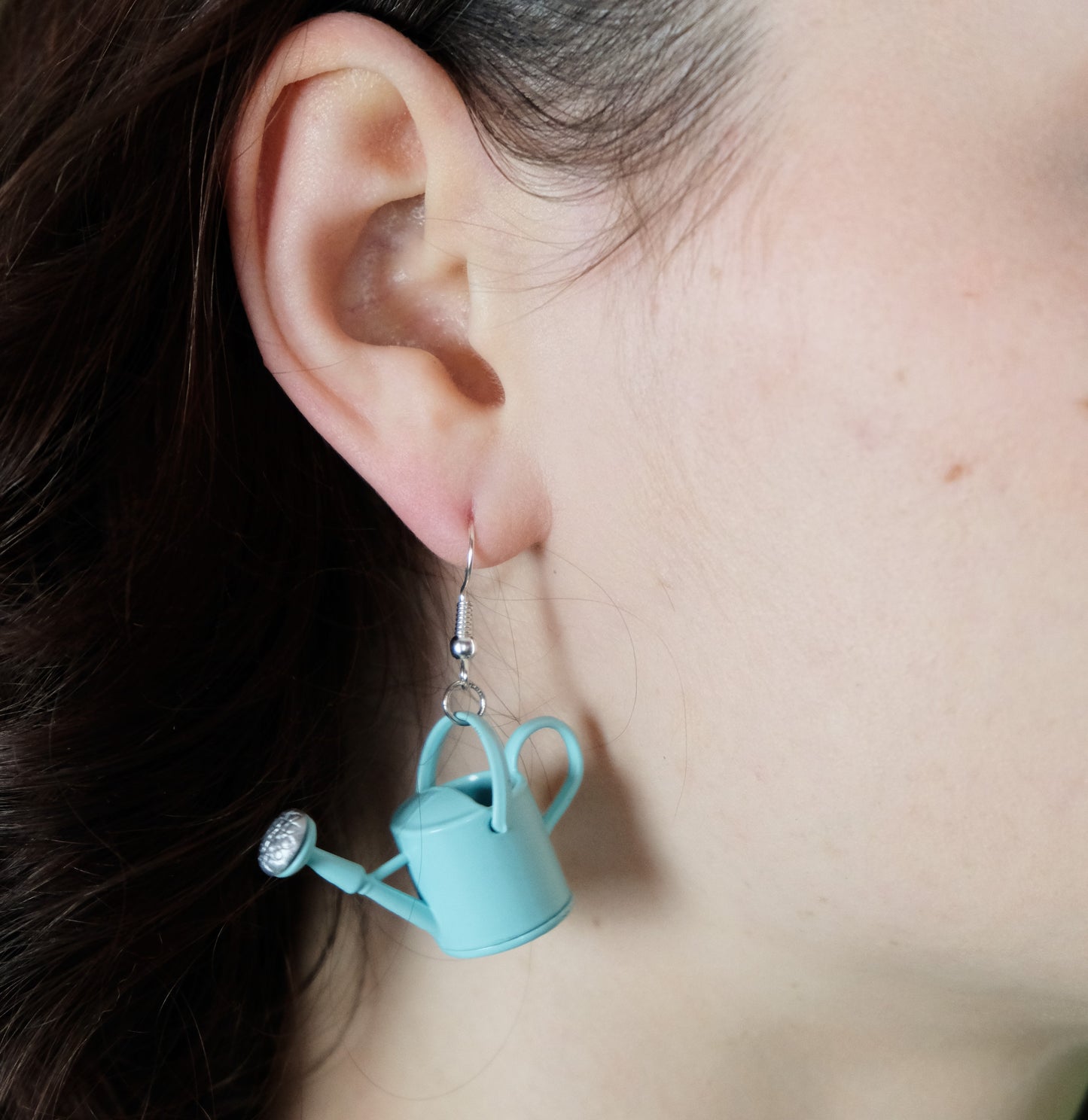 Blue watering can earrings