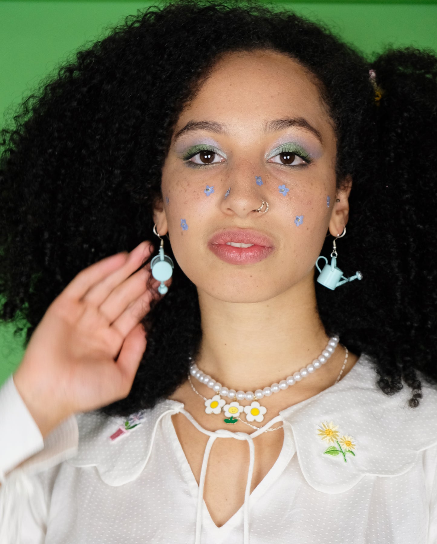 Blue watering can earrings