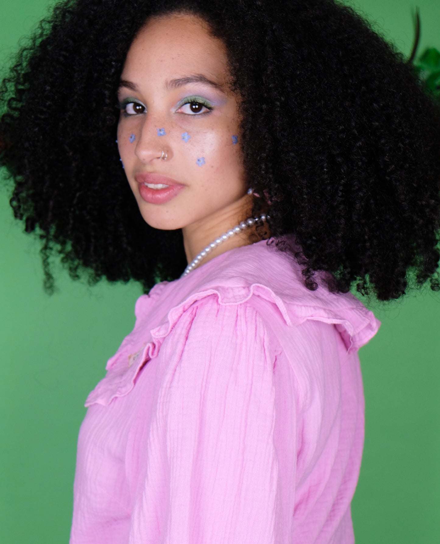 Reworked pink frilly blouse- M