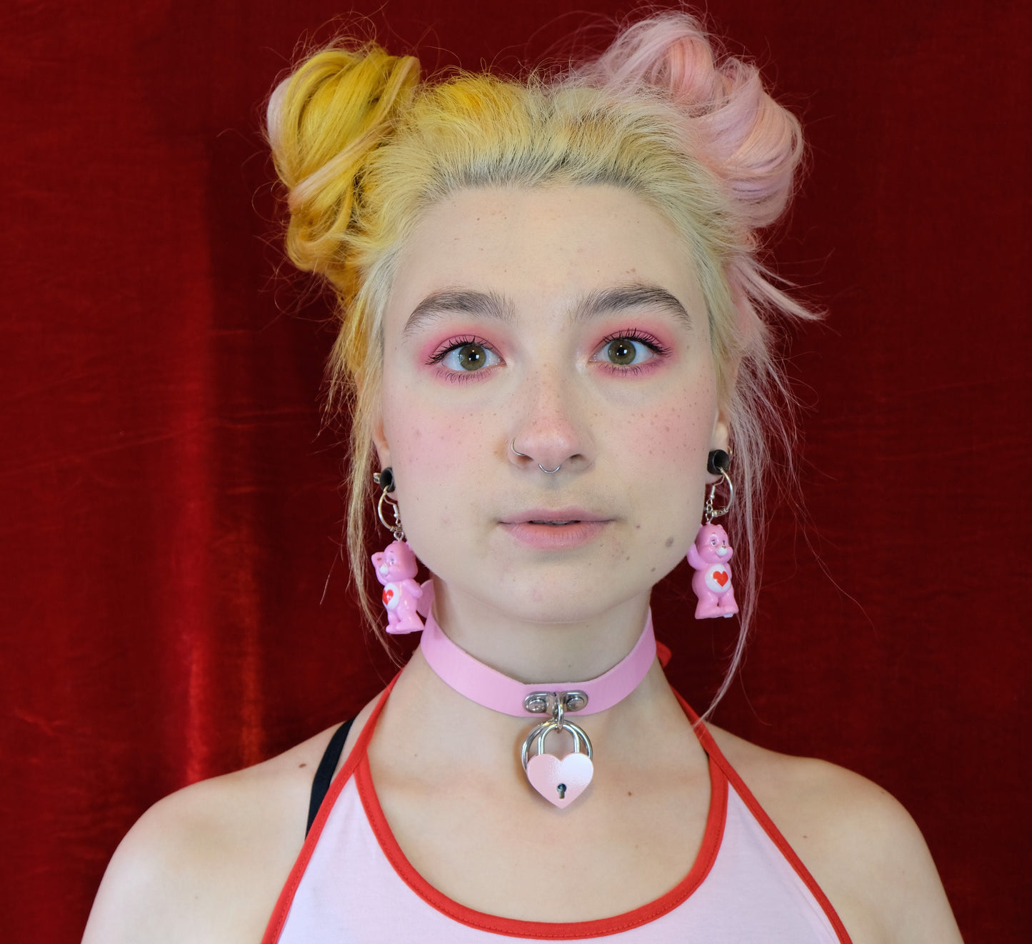 Love Lock Chokers+key  necklace ( Red, Blue, Pink)