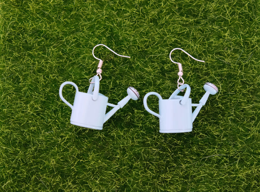 Blue watering can earrings