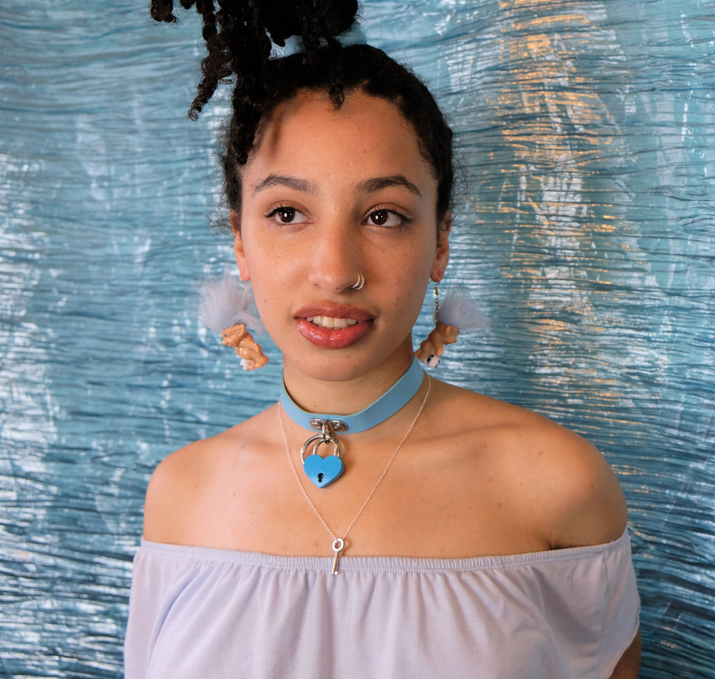 Love Lock Chokers+key  necklace ( Red, Blue, Pink)