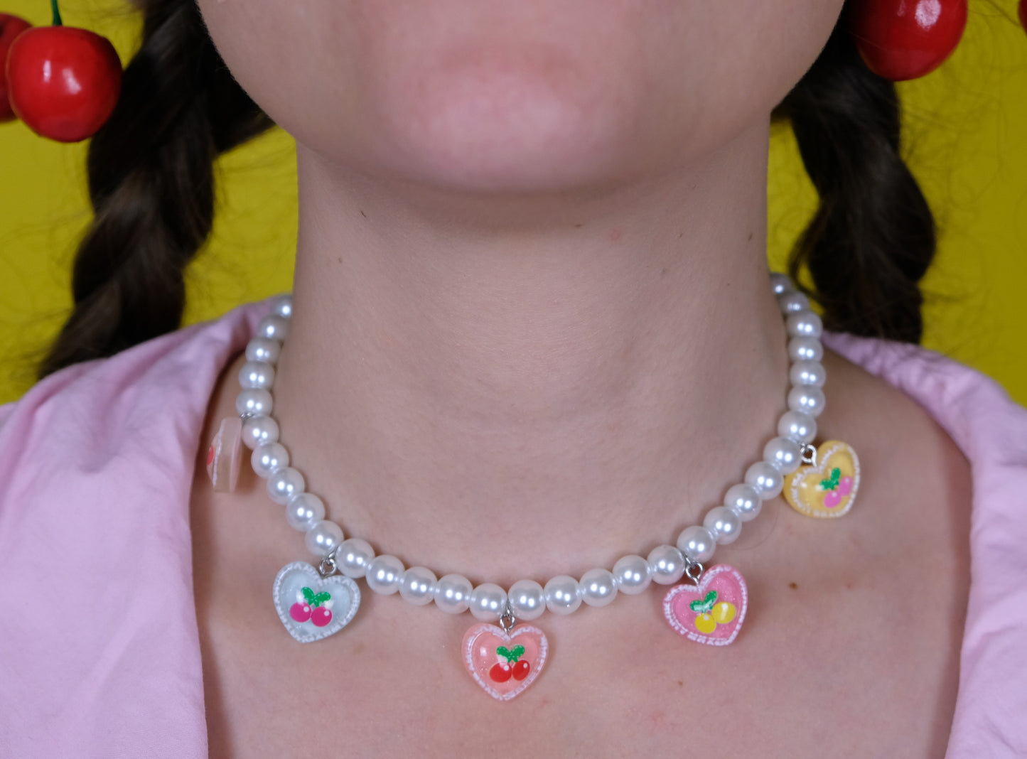Cherry rainbow pearl necklace
