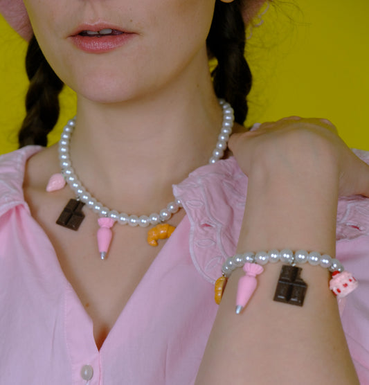 Pretty Patisserie charm necklace and bracelet