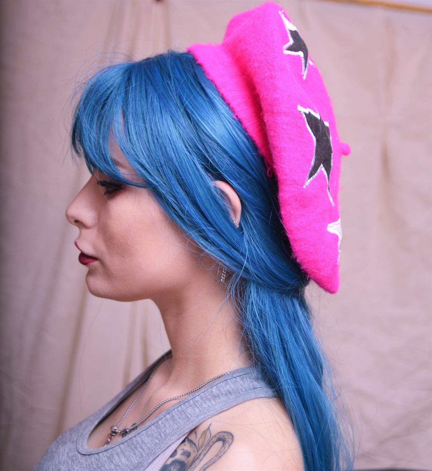 Zero Waste Beret Pink Cow print