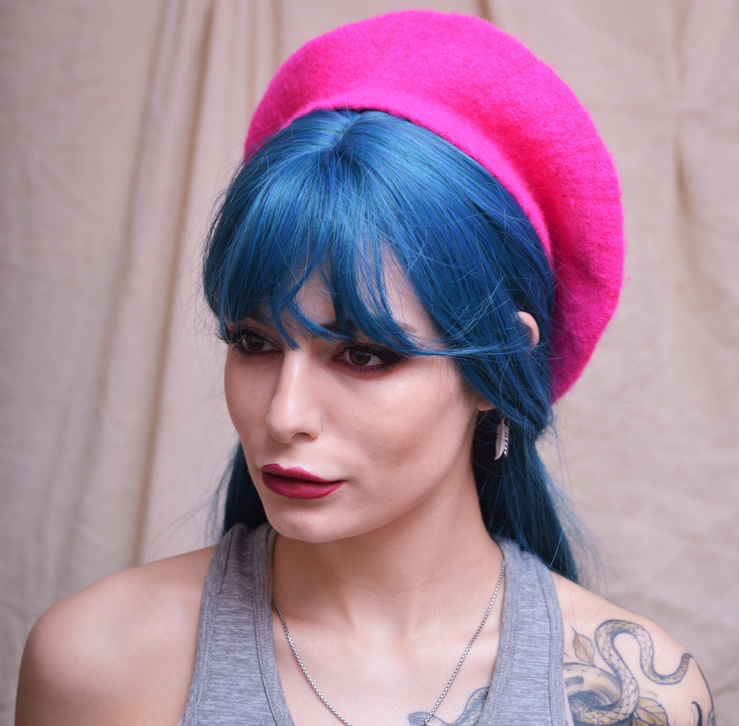 Zero Waste Beret Pink Cow print