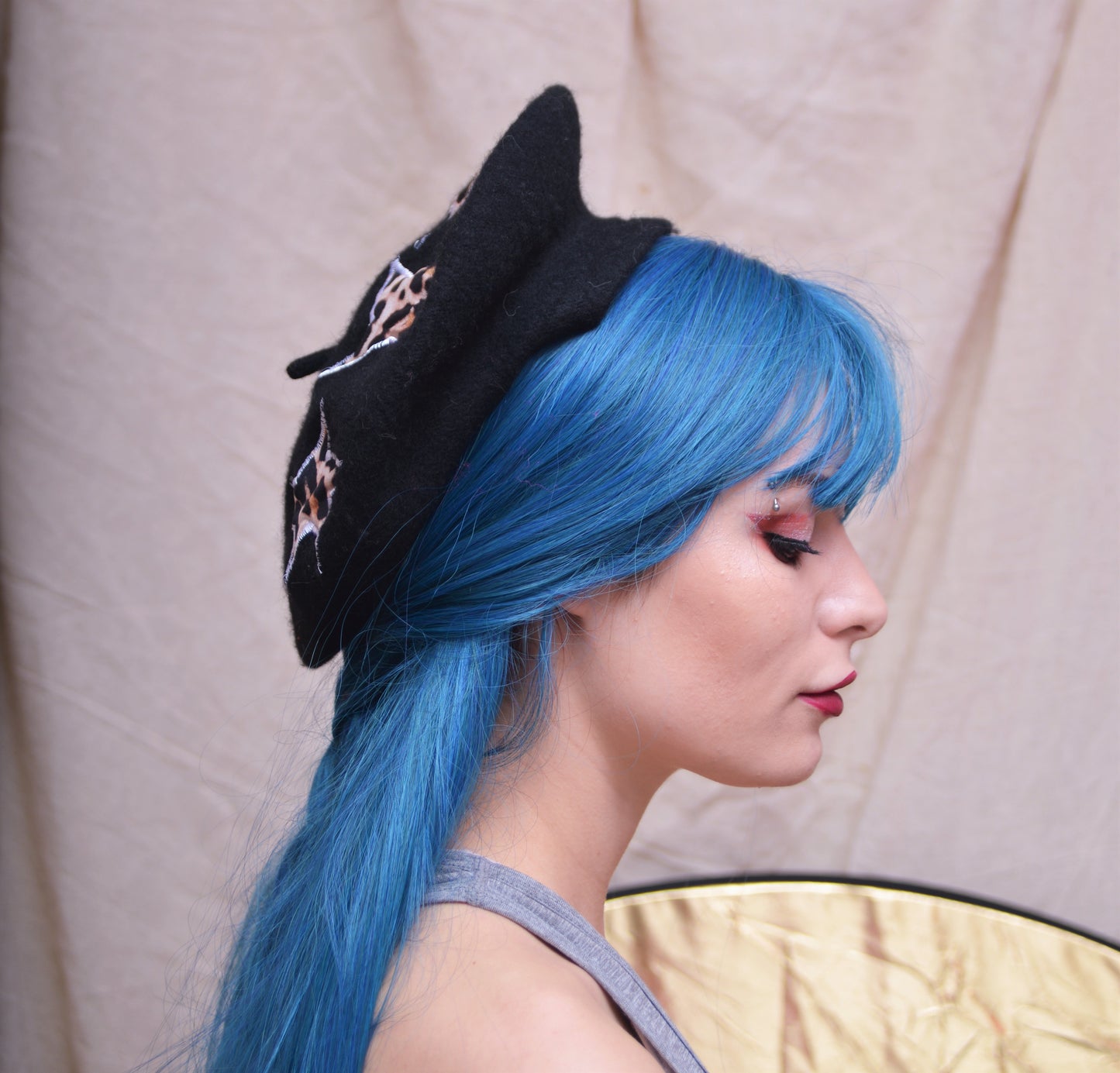 Zero waste berets black leopard print