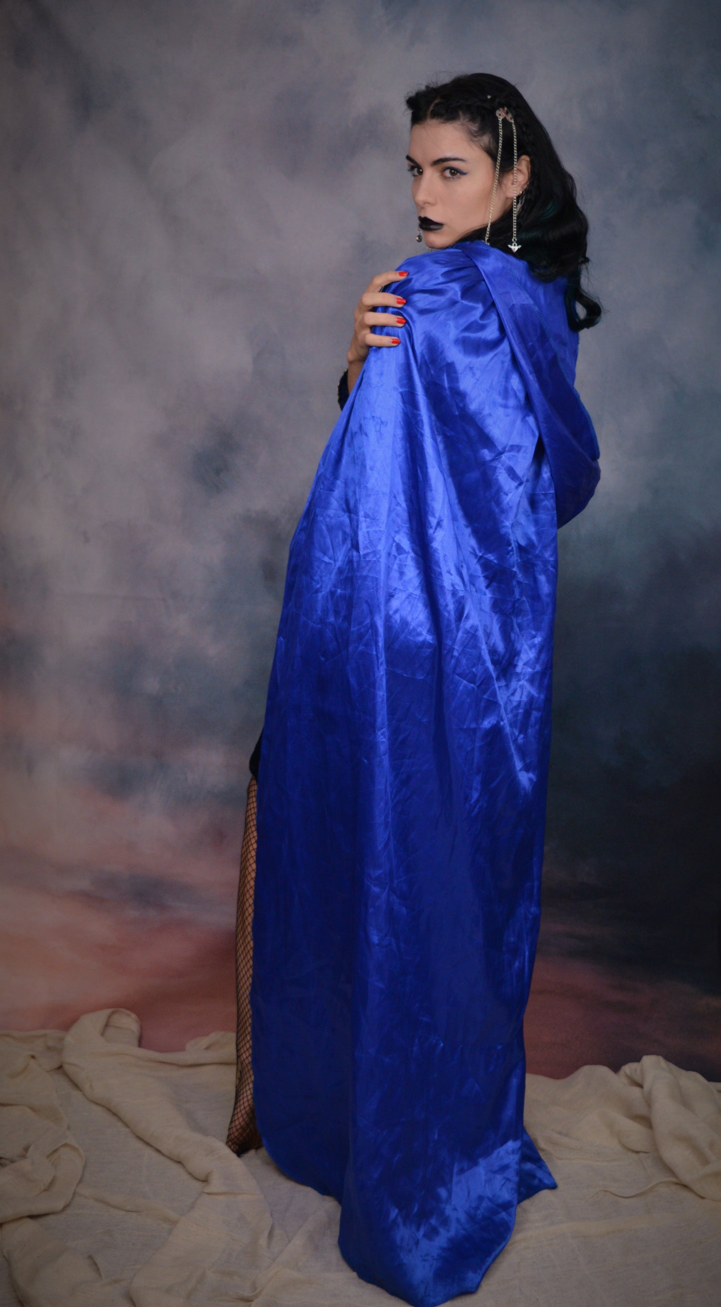 Hooded Blue Fantasy cloak